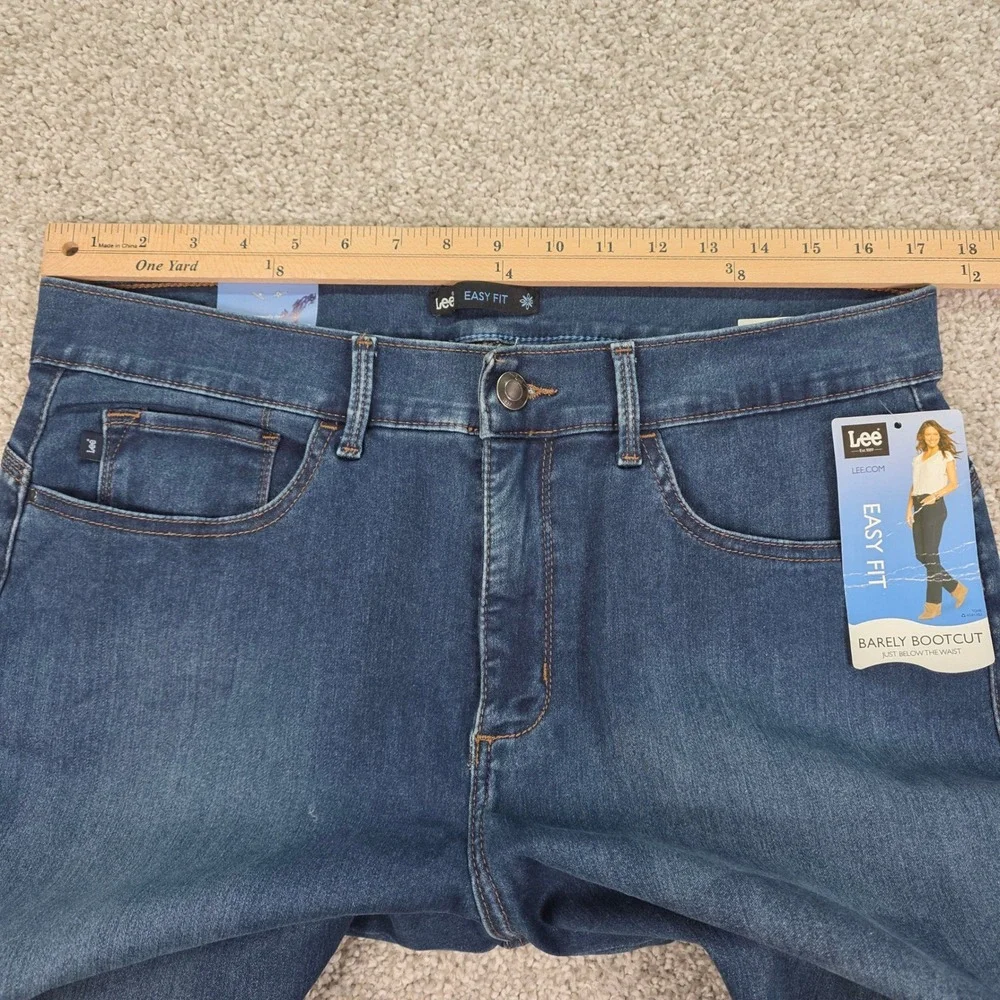 New Lee Easy Fit Barely Bootcut Jeans Women 16 Long Seawave Blue Stretch 3528127